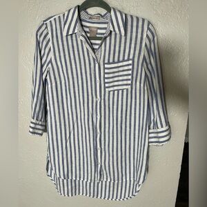 Chico's Blue and White Striped Shirt